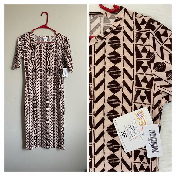 LuLaRoe Dresses & Skirts - NWT Brown Geometric Print Lularoe Julia- Size XS